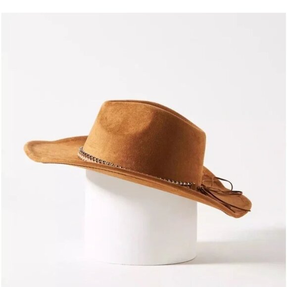 NWT Anthropologie Faux-Suede Rancher Hat in Honey Brown OS - Picture 3 of 9